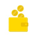 Vector illustration of a wallet filled with gold coins