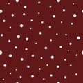 White dots with different size on red background. Seamless abstract pattern. Royalty Free Stock Photo