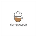 Coffee Cloud Logo Vector Design Minimal Style Simple Concept Cup