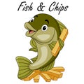 Cute cartoon fish and chips Royalty Free Stock Photo