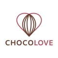 Chocolate and heart love logo. Royalty Free Stock Photo