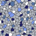 Seamless mosaic pattern. Gray, purple and white polygonal shapes on dark background.