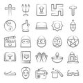 Cultural Symbols Line Icons Pack