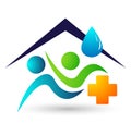 Globe Water drop medical logo concept of water drop with world save earth wellness symbol icon hand drops elements vector design Royalty Free Stock Photo