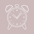 Clock white icon in flat style, timer on color background. Vector design element Royalty Free Stock Photo