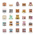 City Buildings Flat Icons Pack Royalty Free Stock Photo