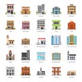 Commercial Buildings Flat Icons Pack