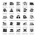Cloud Technology Solid Icons Pack Royalty Free Stock Photo