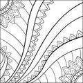 Abstract illustration with floral elements and pattern. On white isolated background. For coloring book pages. Royalty Free Stock Photo