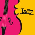 Jazz music typographic colorful background with violoncello vector illustration. Artistic music festival poster, live concert, cre Royalty Free Stock Photo