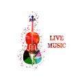 Music colorful background with music notes and violoncello vector illustration design. Music festival poster, live concert, creati