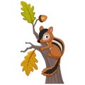 Cartoon chipmunk climbing on a tree Royalty Free Stock Photo