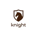 Black Shield Horse Knight Stallion Silhouette Logo Design Royalty Free Stock Photo