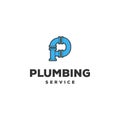 Initial Letter P Modern Pipe Duct Sanitary Plumbing Service Logo Design