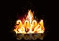 Happy New 2021 year fire card Royalty Free Stock Photo