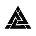 Viking Valknut sign symblol icon black color. Interwoven triangles. Vector illustration. Royalty Free Stock Photo