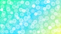 Vector Glowing Sparkles, Bokeh and Bubbles in Green, Blue and Yellow Gradient Background Royalty Free Stock Photo