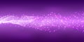 Vector Bright Wavy Lines and Glitters in Purple Gradient Background Banner Royalty Free Stock Photo