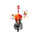 Music colorful design with violoncello. Music instrument vector illustration. Violoncello instrument with music notes and zipper