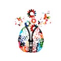 Colorful human brain with zipper and gears vector illustration. Creativity and working concept, education background, brainstormin Royalty Free Stock Photo