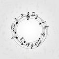 Black and white music banner with music notes. Music elements frame for card, poster, invitation. Music background design vector i Royalty Free Stock Photo