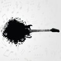 Music instrument background. Black and white guitar with music notes background vector illustration Royalty Free Stock Photo