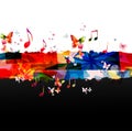 Music notes background. Colorful G-clef and music notes vector illustration Royalty Free Stock Photo