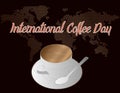 Espresso vector with a globe shaped background