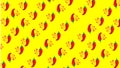 Hot red chili flames seamless pattern design on yellow background