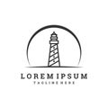 Logo for light house company with line art style Royalty Free Stock Photo
