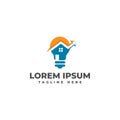 Home Investment with Smart Light Bulb and Chart Logo Vector Icon