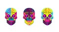 Sugar skulls vector, colorful and very detail icons