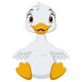 Cute baby duck cartoon sitting Royalty Free Stock Photo