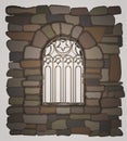 Old gothic window a stone wall. vector Royalty Free Stock Photo