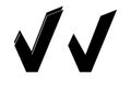 A set of two ticks. Flat icons for any project. Done marks, agreement sings.