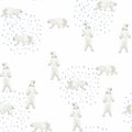 Seamless pattern with polar bear and snow background, Winter pattern, wrapping paper. Royalty Free Stock Photo