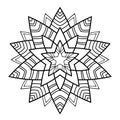 Simple star mandala on white isolated background. Middle striped decor, geometry motives.