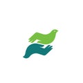 Hands with bird vector logo. Bird logo. Bird emblem Royalty Free Stock Photo