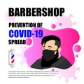 Barbershop prevention of covid-19 spread design Tamplate, background a mask