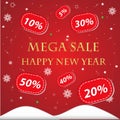 Mega Christmas sale banner with red background