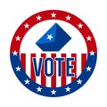 2020 Presidential Election Vote Badge - United States of America. USA Patriotic Symbol - American Flag. Democratic / Republican