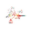 Colorful pencil tree vector illustration with hummingbirds. Design for creative writing and creation, storytelling, blogging, educ