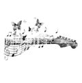 Guitar fretboard with butterflies