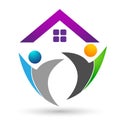 Abstract real estate people save House roof Happy family love care home logo vector element icon design vector on white background Royalty Free Stock Photo