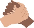 Anti-racist icon. Clasped hands symbol.