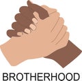 Clasped hands Brotherhood Message Vector illustration Royalty Free Stock Photo