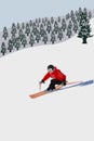 Sportsman skiing on snow. Vector illustration