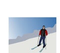 Sportsman skiing on snow. Vector illustration