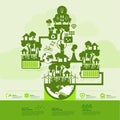 Save the world together green ecology vector illustration. Royalty Free Stock Photo