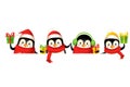 Happy cute penguin on board celebrate Christmas holidays Royalty Free Stock Photo